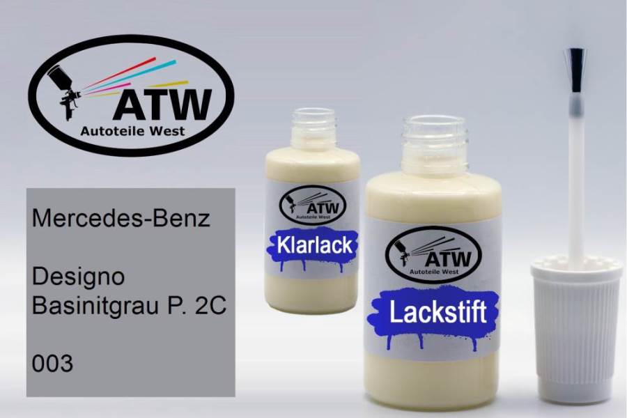 Mercedes-Benz, Designo Basinitgrau P. 2C, 003: 20ml Lackstift + 20ml Klarlack - Set, von ATW Autoteile West.